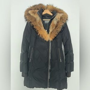 Mackage Black Coat with Brown Fur Trim